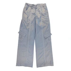 URBAN OUTFITTERS E-Girl Streetwear Y2K Nylon Low-Rise Cargo Pant Silver Wide Leg